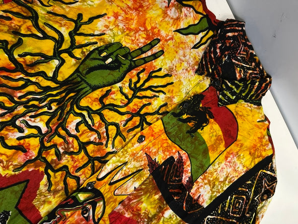 US古着 ボブマーリー ラスタ 柄シャツ 総柄  長袖シャツ マルチカラー 101MT-4586