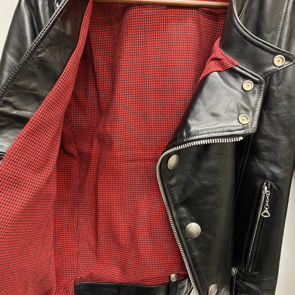 【曜日割引対象外】 アメカジ系 leather item ダブル レザー ライダースジャケット IDEAL CONMAR ZIPPER ジャケット ブラック 201MT-3735 VB