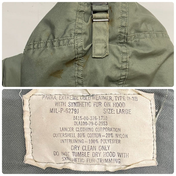 【曜日割引対象外】 ミリタリー MILITARY 70's US.ARMY N-3B LANCER 8415-00-376-1710 ジャケット カーキ Lサイズ 201MT-4696 VB
