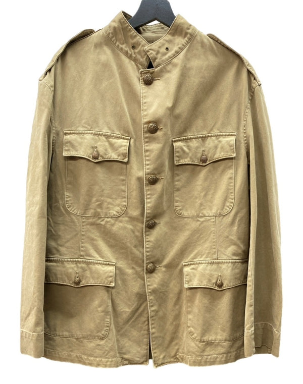 ダブルアールエル RRL 90s 90年代 三ツ星タグ サファリジャケット フロントボタン ヴィンテージ VINTAGE ラルフローレン RALPH LAUREN コットン USA製 BROWN 茶色 BEIGE ベージュ ジャケット ブラウン Mサイズ 104MT-2041