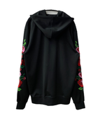 コムデギャルソンオムプリュス COMME des GARCONS HOMME PLUS ROSES EMBROIDERY ZIP HOODIE フラワー 刺繍 ジャージー ジップパーカー PI-T032 パーカ ブラック XLサイズ 201MT-2604