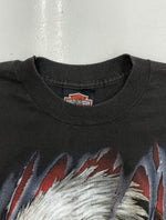 ヴィンテージ vintage 90s Harley Davidson ハーレー ダビッドソン 3D EMBLEM T-SHIRT エンブレム Tシャツ イーグル 前面プリント 黒 Tシャツ ロゴ ブラック Lサイズ 104MT-1210