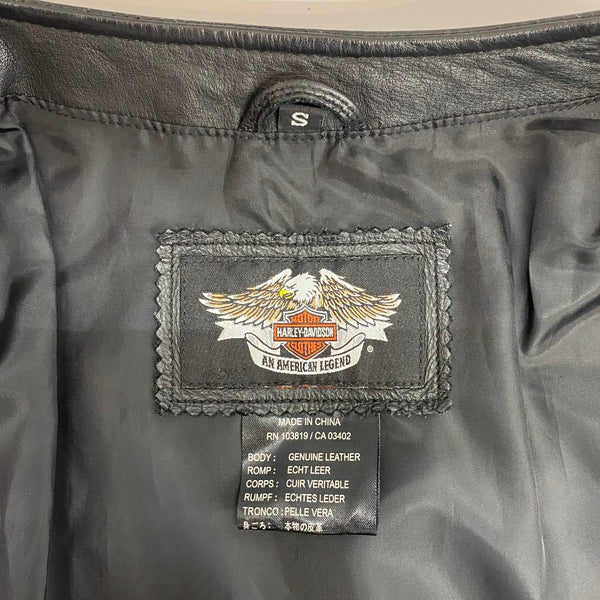 【曜日割引対象外】 ハーレーダビッドソン HARLEY DAVIDSON レザーベスト ベスト ブラック Sサイズ 201MT-3960 VB