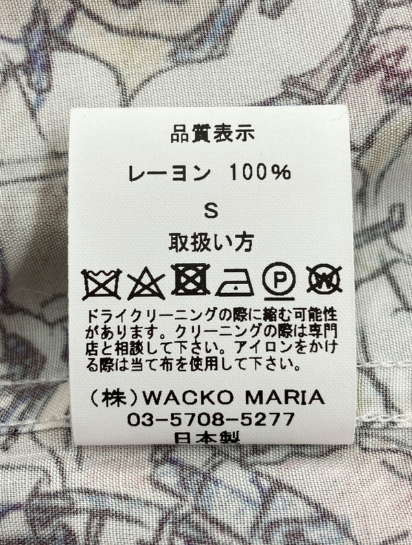 ワコマリア WACKO MARIA × GHOST IN THE SHELL 攻殻機動隊 HAWAIIAN SHIRT ハワイアン シャツ アロハシャツ 半袖 白 半袖シャツ キャラクター ホワイト Sサイズ 104MT-1163