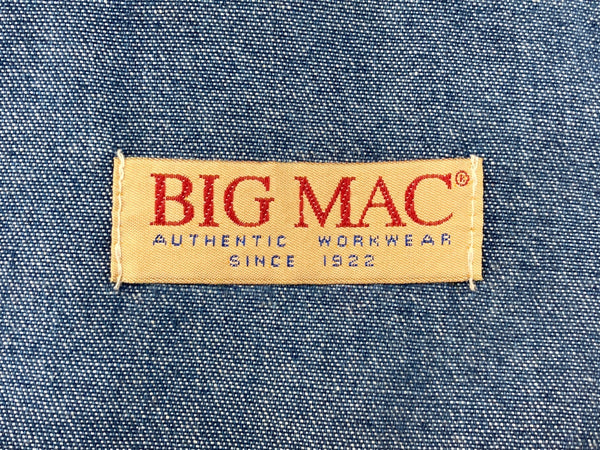 ビッグマック BIG MAC 90s 90年代 ペインターパンツ ワーク サスペンダーボタン  ドーナツボタン ジッパーフライ USA製 青 無地 デニム ブルー 104MB-244