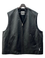 クーティー COOTIE PRODUCTIONS 24AW LSL Leather Vest レザー ベスト ジップアップ アウター 黒 ベスト 無地 ブラック Mサイズ 104MT-2102