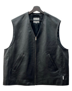 クーティー COOTIE PRODUCTIONS 24AW LSL Leather Vest レザー ベスト ジップアップ アウター 黒 ベスト 無地 ブラック Mサイズ 104MT-2102