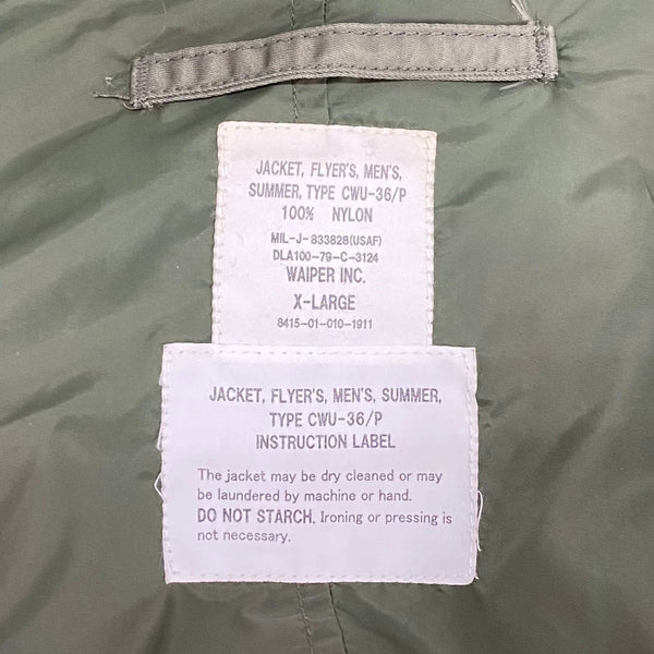 【曜日割引対象外】 ワイパー WAIPER CWU-36 フライトジャケット 8415-01-010-1911 ジャケット カーキ XLサイズ 201MT-4439 VB