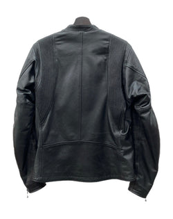 カドヤ KADOYA × Kawasaki LEATHER JACKET レザー ジャケット ライダース セミダブル ダブルジップ アウター 黒 ジャケット 無地 ブラック Lサイズ 104MT-1917
