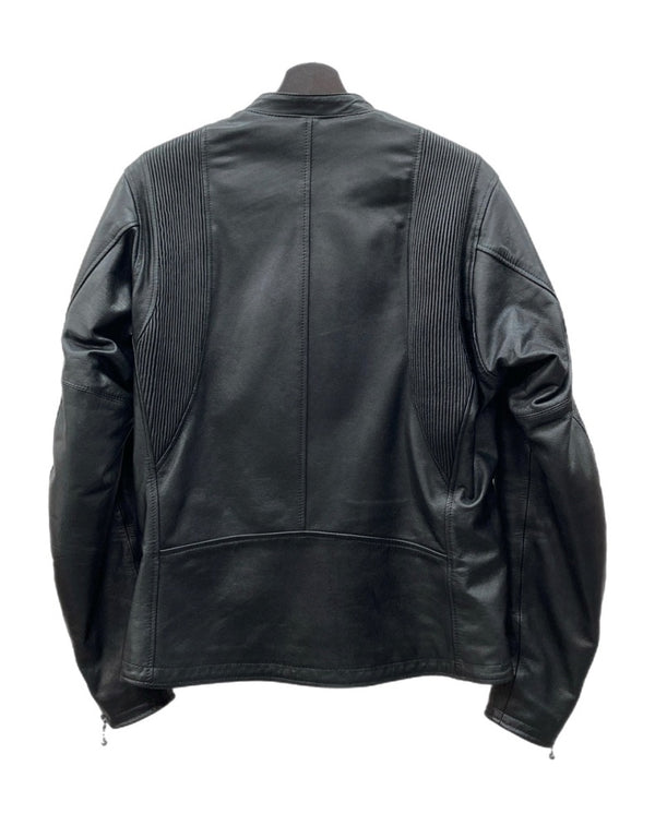 カドヤ KADOYA × Kawasaki LEATHER JACKET レザー ジャケット ライダース セミダブル ダブルジップ アウター 黒 ジャケット 無地 ブラック Lサイズ 104MT-1917