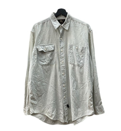 ダブルアールエル RRL 90s 三ツ星タグ ガチャポケ シャンブレー  猫目ボタン ワークシャツ 水色 生成り 長袖シャツ 無地 ブルー Mサイズ 104MT-2058