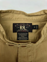 ダブルアールエル RRL 90s BAND COLLAR PULLOVER SHIRT バンド カラー プルオーバー シャツ ハーフ 三ツ星タグ Ralph Lauren 茶 長袖シャツ 無地 ブラウン Mサイズ 104MT-2072