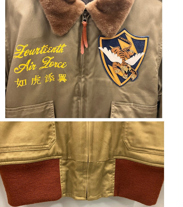 バズリクソンズ BUZZ RICKSON'S Type B-10 SUPERIOR TOGS CORP. 23rd FIGHTER GROUP PATCH & PAINT KHAKI フライトジャケット ミリタリー 40 ジャケット カーキ Lサイズ 101MT-3147