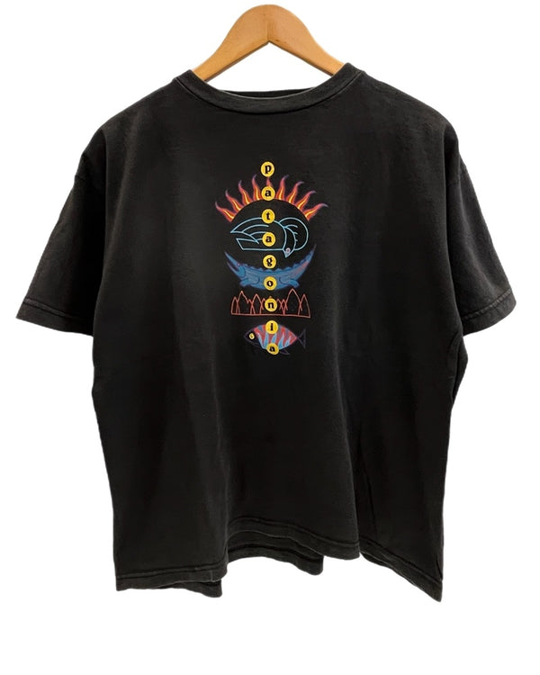 パタゴニア PATAGONIA 90s Vintage ヴィンテージ  USA製 生態系 絶滅危惧種 プリントTシャツ 黒 Tシャツ ブラック Lサイズ 101MT-4736