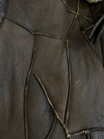 レザーアイテム Leather B-3フライトジャケット ベスト シープスキン 羊革 パッチワーク ムートンベスト 411073 ベスト ブラウン Mサイズ 101MT-5412