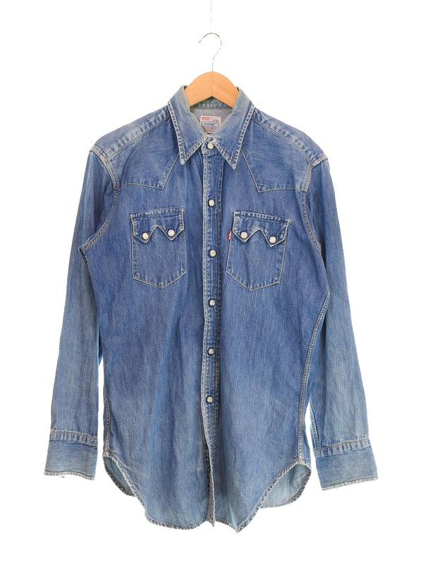 リーバイス Levi's 90s DENIM WESTERN SHIRTS デニムウエスタンシャツ ショートホーン ボタン裏555 90's バレンシア 7205-1018 長袖シャツ ブルー Mサイズ 103MT-3500