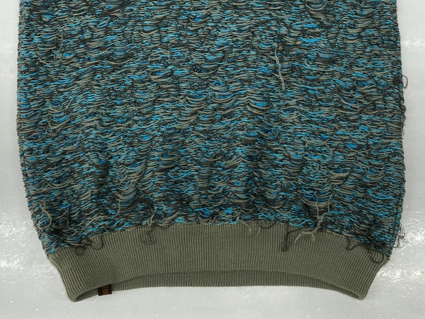 イサボールダー ISA BOULDER S/S KNIT 半袖 ニット クルーネック 灰 青 セーター 総柄 マルチカラー Sサイズ 104MT-1013