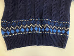 インバーアラン INVERALLAN WOOL HAND KNIT くるみボタン スコットランド製 総柄 ローゲージ ハンドニット カーディガン ネイビー 101LT-117