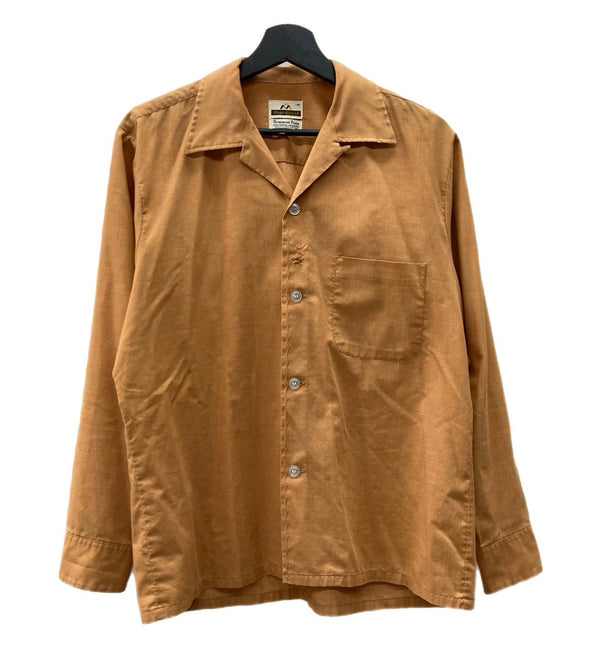 ヴィンテージ vintage 60's 60年代 Man Crest オープンカラー 開襟 ボックスシルエット 長袖シャツ 刺繍 ブラウン Mサイズ 104MT-1719
