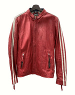 ショット SCHOTT LEATHER JACKET レザー ジャケット サイドライン シングル ライダース アウター CLASSIC RACER 赤 3181010 ジャケット ライン レッド Lサイズ 104MT-896