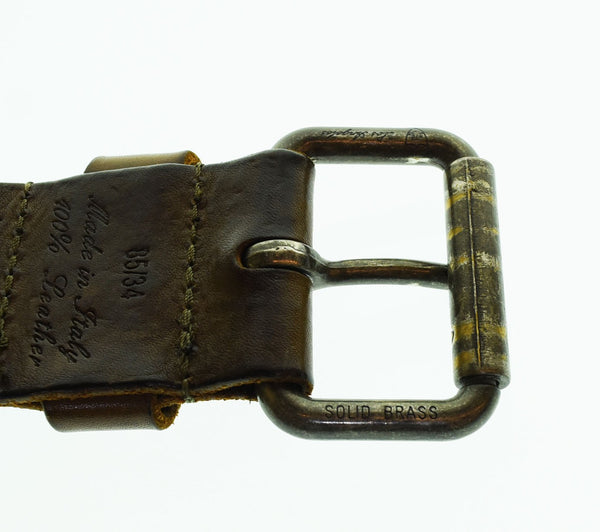 エイチティーシー HTC スタッズベルト 7連 ラインストーン レザー 85/34 ベルト・サスペンダー メンズベルト ブラウン 103G-173