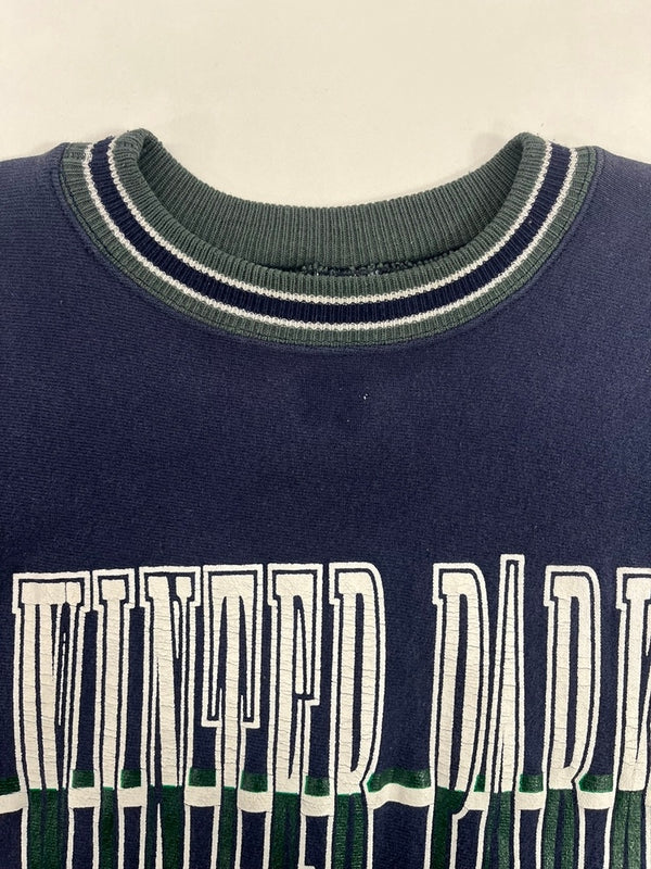 チャンピオン Champion 90s 90's REVERSE WEAVE リバースウィーブ WINTER PARK プリント 刺繍タグ US古着 ヴィンテージ USA製 紺 スウェット ネイビー Mサイズ 101MT-5131