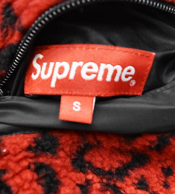 シュプリーム SUPREME 17AW Leopard Fleece Reversible Jacket レオパードフリース リバーシブルジャケット ジャケット レッド Sサイズ 103MT-3096