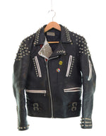 ヴィンテージ Vintage 80s 鋲ジャン ダブルライダースジャケット Made in England 80's パンク スタッズカスタム ロンジャン 英国製 ジャケット ブラック 103MT-3453