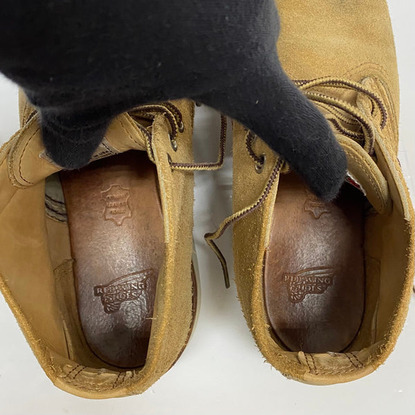 【曜日割引対象外】 レッドウィング RED WING WORK CHUKKA USA製 チャッカブーツ スエード 9 1/2D 3143 メンズ靴 ブーツ チャッカ ベージュ 27.5cmサイズ 201-shoes1372 VB