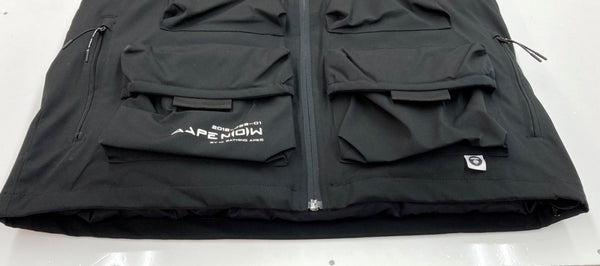 アベイシングエイプ A BATHING APE AAPE WAISTCOAT ウェスト コート ダウン ベスト 黒 AAPVCM7455XXH ベスト ロゴ ブラック XLサイズ 104MT-2152