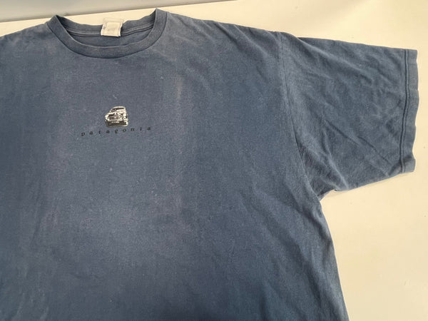 パタゴニア PATAGONIA 90's 90年代 Beneficial タグ クラシックカー 両面プリント  USA製 アメリカ製 青 vintage ヴィンテージ XL Tシャツ ブルー LLサイズ 101MT-4722
