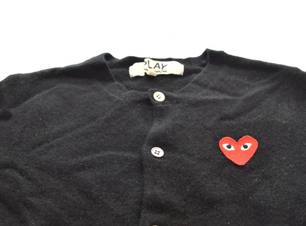 プレイコムデギャルソン PLAY COMME des GARCONS AD2004 ウールカーディガン ハートロゴ 初期 AZ-N007 カーディガン ブラック Mサイズ 103LT-128