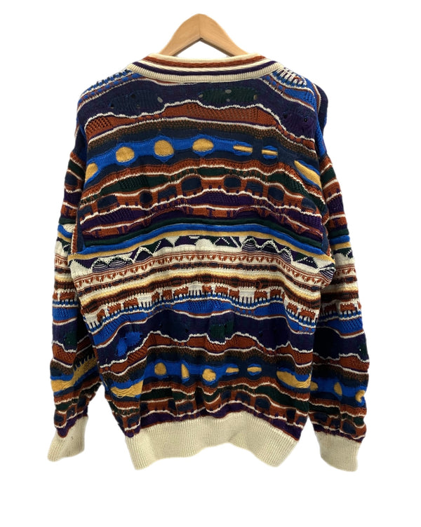 クージー COOGI 80's 80年代 白タグ 旧タグ CUGGI VINTAGE ヴィンテージ 立体ニット 3Dニット セーター クレイジーニット   カーディガン マルチカラー Mサイズ 101MT-5075
