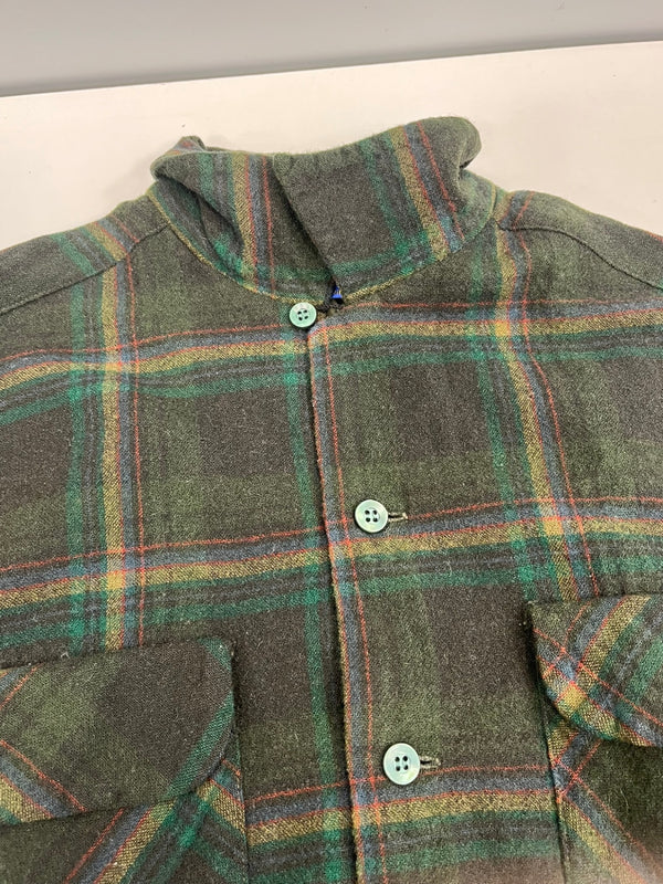 ペンドルトン PENDLETON 60's 60年代 WOOL ウール チェックシャツ ボードシャツ ネルシャツ 開襟 オープンカラー ボックス vintage ヴィンテージ 長袖シャツ グリーン Mサイズ 101MT-4125