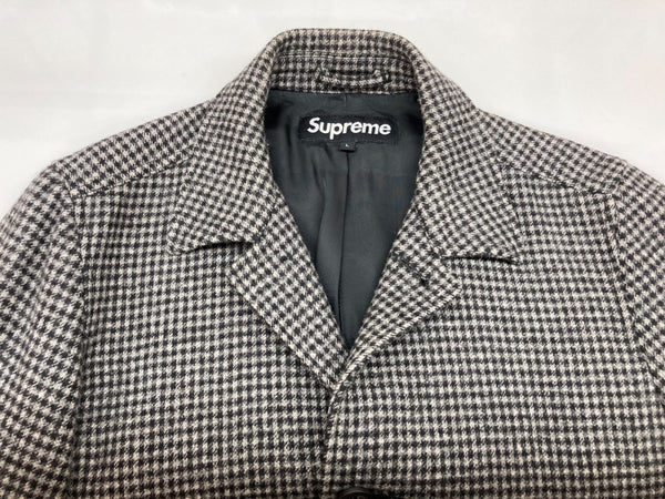 シュプリーム SUPREME 13AW Loro Piana Wool Trench ロロピアーナ ウール トレンチ ステンカラー テーラード フロントボタン 千鳥柄 GRAY グレー系 灰色  コート 総柄 グレー Lサイズ 104MT-1848