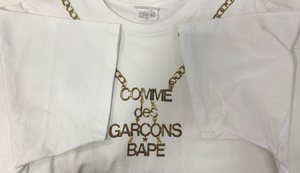 アベイシングエイプ A BATHING APE COMME des GARCONS コラボ Tシャツ ホワイト XLサイズ 201MT-4800