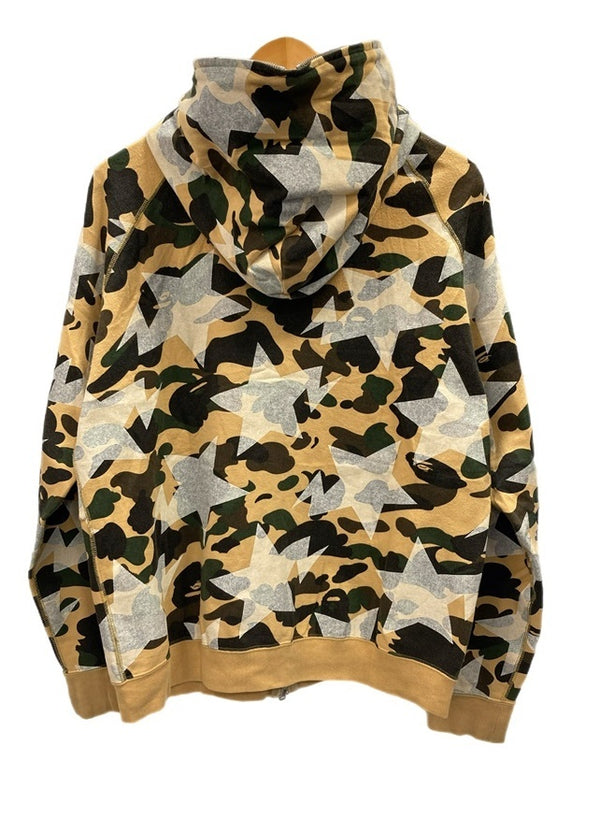 ア ベイシング エイプ A BATHING APE BAPE スター 猿カモ カモフラ 迷彩 フルジップ パーカー パーカ ベージュ Mサイズ 101MT-3048