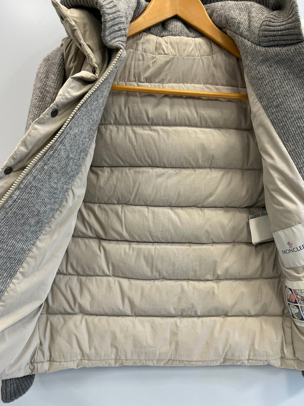 モンクレール MONCLER ニット切替 ダウンジャケット フード グレー サイズ0 ジャケット ベージュ 101MT-5437