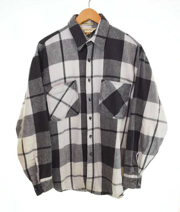 ビックマック BIG MAC × セントジョンズベイ St John's Bay Flannel フランネル ネル シャツ 80's 80年代 80s ホワイト × ブラック 長袖シャツ ホワイト Lサイズ 103MT-2941