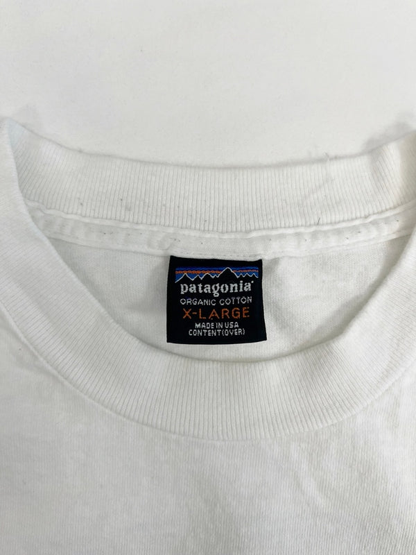 パタゴニア PATAGONIA 90s Vintage ヴィンテージ USA製 surfboards サーフボード ロゴプリント 長袖カットソー 白 XL ロンT ホワイト LLサイズ 101MT-4714