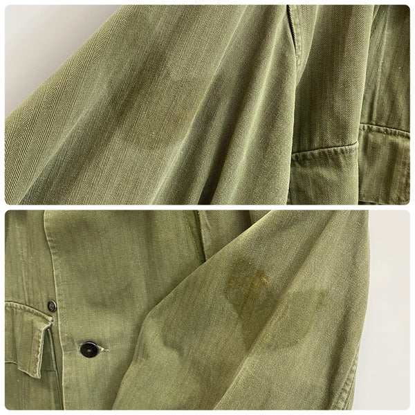 【曜日割引対象外】 ヴィンテージ vintage 40's US.ARMY M-43 HBT プレーンボタン ユーティリティ ミリタリー ジャケット カーキ 201MT-3694 VB
