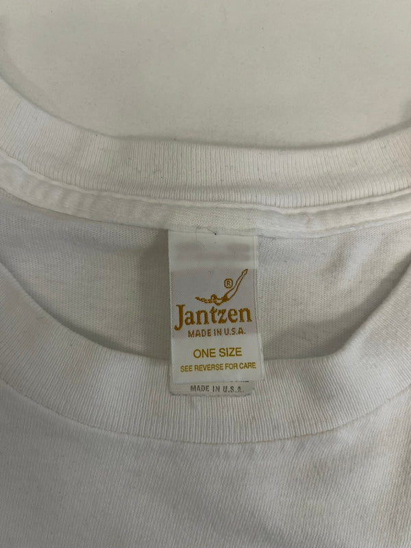 US US古着 Jantzen ジャンセン ダイビングガール フォトプリントTシャツ シングルステッチ ワンサイズ Tシャツ ホワイト フリーサイズ 101MT-4579
