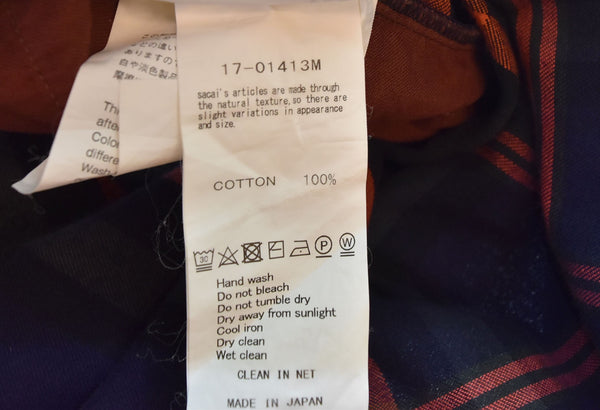 サカイ Sacai FLANNEL PLAID PULLOVER チェック ネルシャツ カットソー 17-01413M 1 トップスその他 マルチカラー 103MT-2186