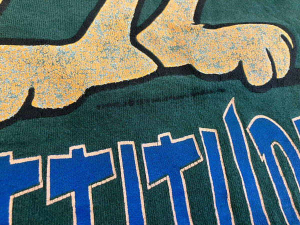 US US古着 90's 90年代 FRUIT OF THE LOOM MADE IN USA アメリカ製 ガーフィールド Garfield キャラクター アニメ グラフィック プリント XL Tシャツ グリーン LLサイズ 101MT-3917