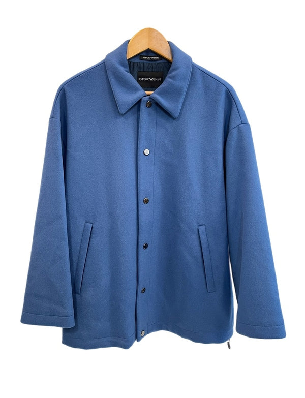エンポリオ・アルマーニ EMPORIO ARMANI ブラッシュドウール混フェルト ジャケット 青 H31R02 C1452 EU46 コート ブルー 101MT-5012