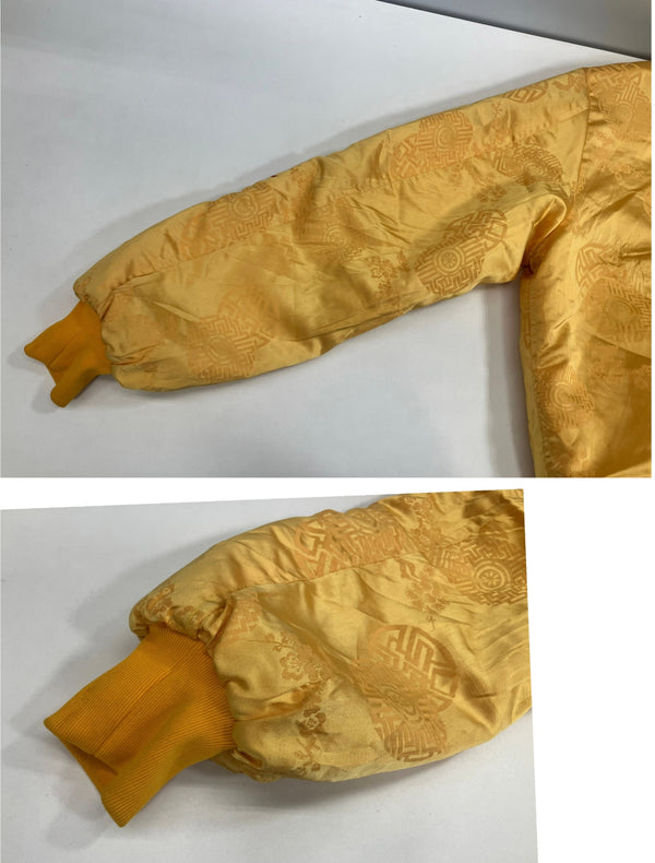 ヴィンテージ vintage 70's~ 70年代～ KOREA スカジャン スーベニアジャケット コリアンジャンパー 中綿入り KKK ZIPPER 龍 ドラゴン 刺繍 サテン ジャケット イエロー 101MT-4800