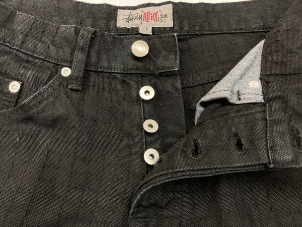 ステューシー STUSSY Big Ol Jean Canvas Needlepunch キャンバス ニードルパンチ パンツ 黒 無地 カーゴパンツ ブラック サイズ28 104MB-270