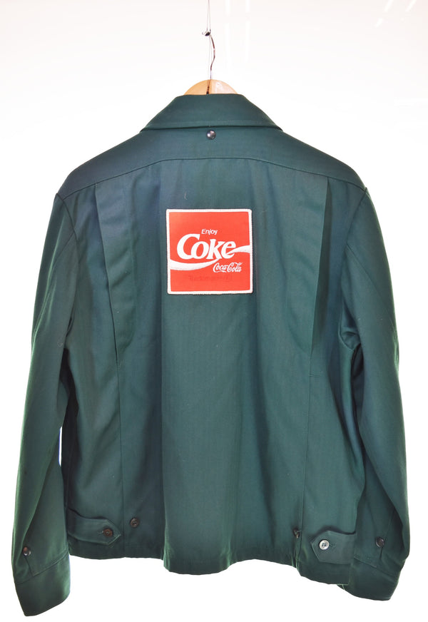 ヴィンテージ Vintage 70s USA製 ワッペン ジップアップCoca-Cola Coke コカコーラ ワークジャケット 42 ジャケット グリーン 103MT-3329