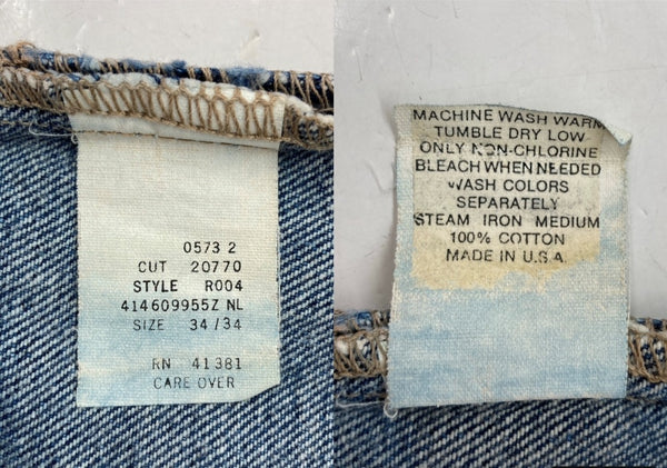 ダブルアールエル RRL 90s DENIM PANTS デニム パンツ ジップフライ ジーパン ジーンズ USA製 Ralph Lauren インディゴ 青 ロゴ R004 デニム ブルー サイズ 34 104MB-216