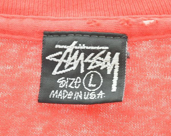 ステューシー STUSSY 初期黒タグ 80s ラスタサークル Made in USA 80's ラスタロゴ USA製 Tシャツ レッド Lサイズ 103MT-3255